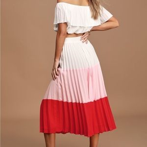 Color-block Pleated Two Piece Dress